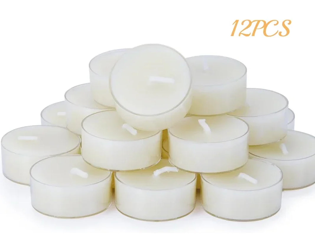 12-48Pcs Natural Beeswax Tea Candles Smokeless Eco-Friendly Candles Xmas Tealight Votive Candle for Home Atmosphere Spa Decor