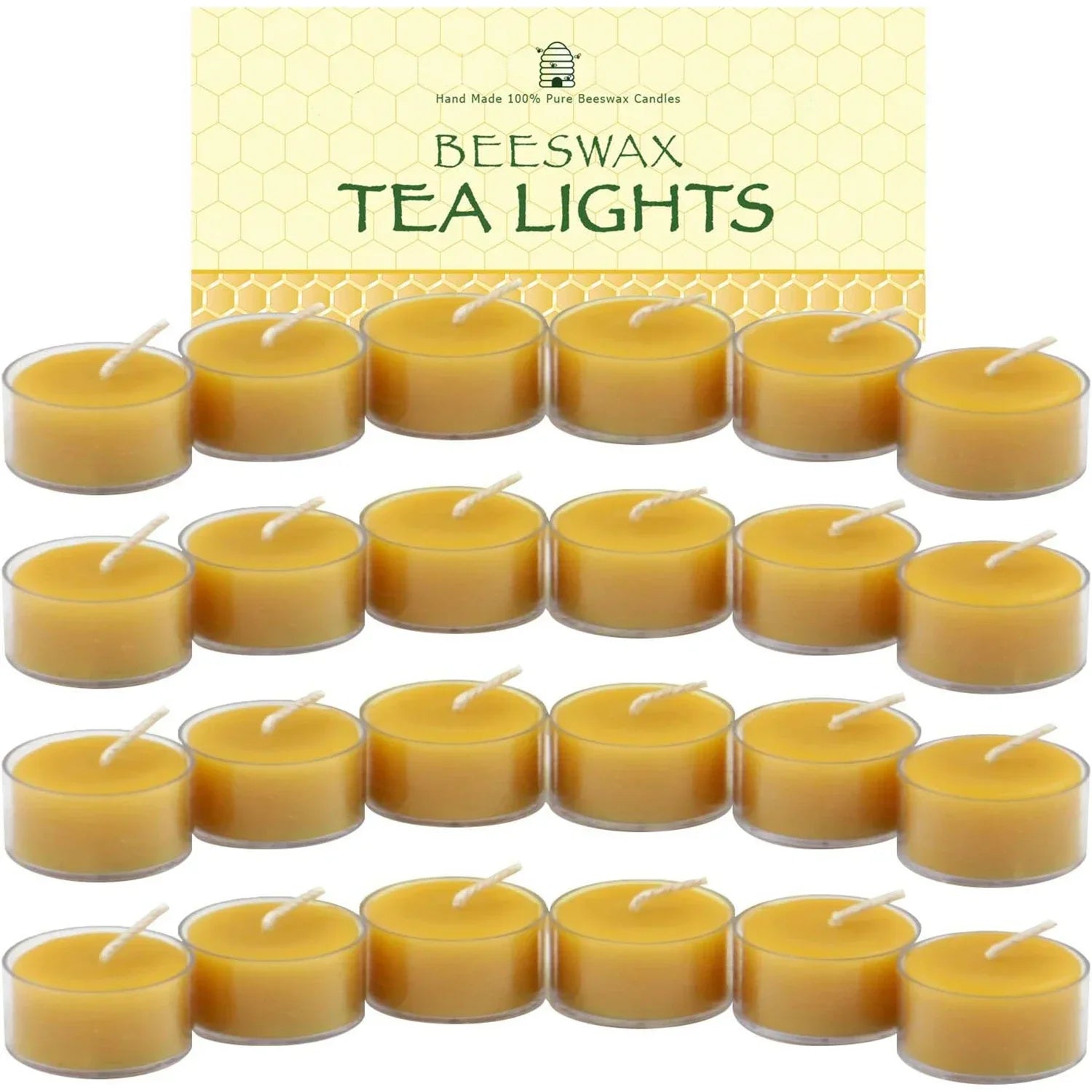 12-48Pcs Natural Beeswax Tea Candles Smokeless Eco-Friendly Candles Xmas Tealight Votive Candle for Home Atmosphere Spa Decor