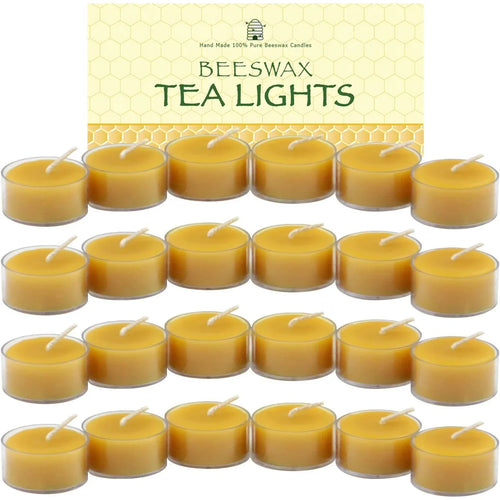 12-48Pcs Natural Beeswax Tea Candles Smokeless Eco-Friendly Candles Xmas Tealight Votive Candle for Home Atmosphere Spa Decor