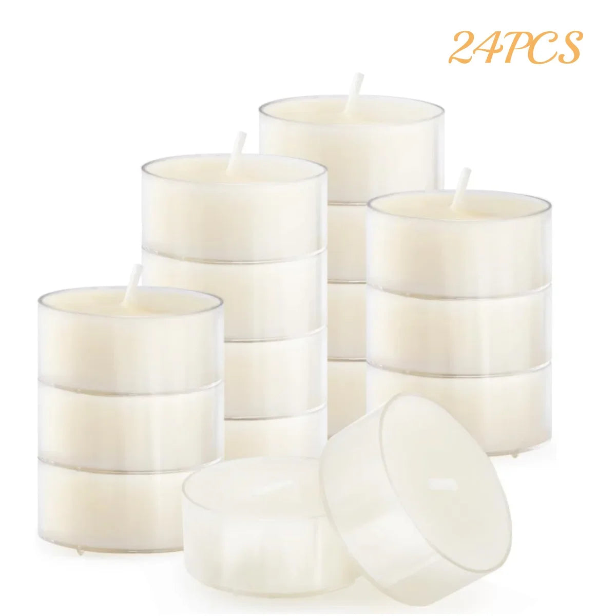 12-48Pcs Natural Beeswax Tea Candles Smokeless Eco-Friendly Candles Xmas Tealight Votive Candle for Home Atmosphere Spa Decor