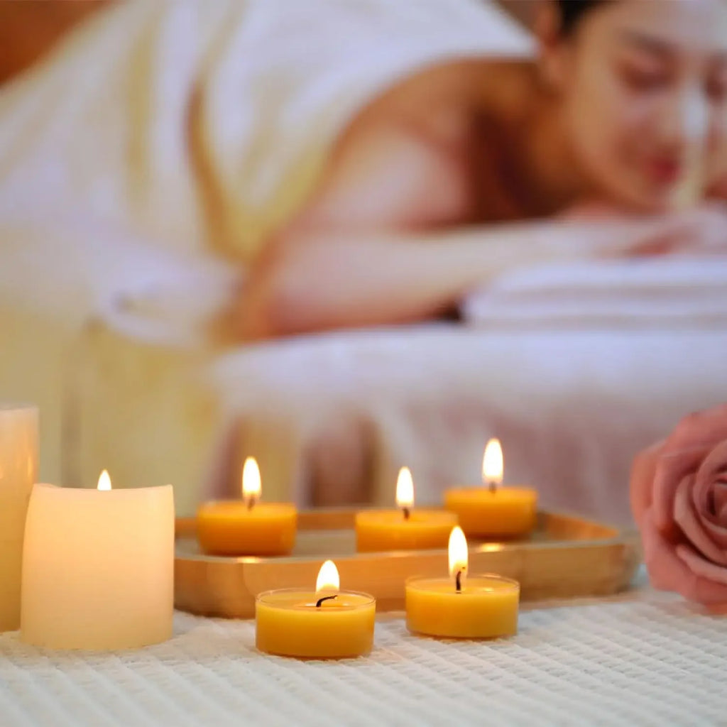 12-48Pcs Natural Beeswax Tea Candles Smokeless Eco-Friendly Candles Xmas Tealight Votive Candle for Home Atmosphere Spa Decor