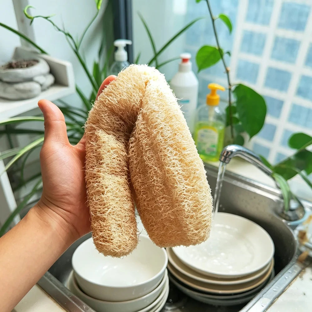 Whole Natural and Eco-Friendly Cleaning Loofah Sponge Scrubber for Kitchen Bathroom Bath Shower Pot Bowl Sponge Scrubber Spa