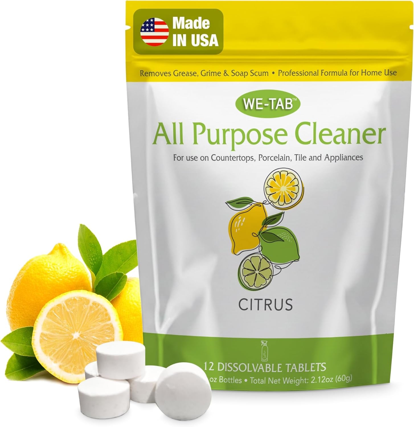 All Purpose Cleaner Concentrate Refill, Multi Surface Clean Refill, Non-Toxic Cleaning Tablets 12-Pack. Makes 192 Fl Oz (12X16Fl Oz) Bottles of Spray Cleaner for Household, Bathroom & Kitchen Cleaning