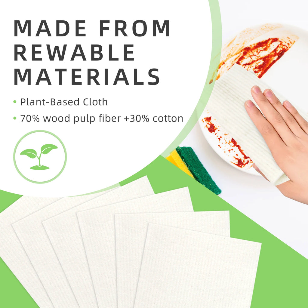 3PCS Magic Cleaning Cloth Kitchen Absorbent Rag Towel Cellulose Swedish Dishcloth Wood Pulp Sponge Reusable Dish Cloth