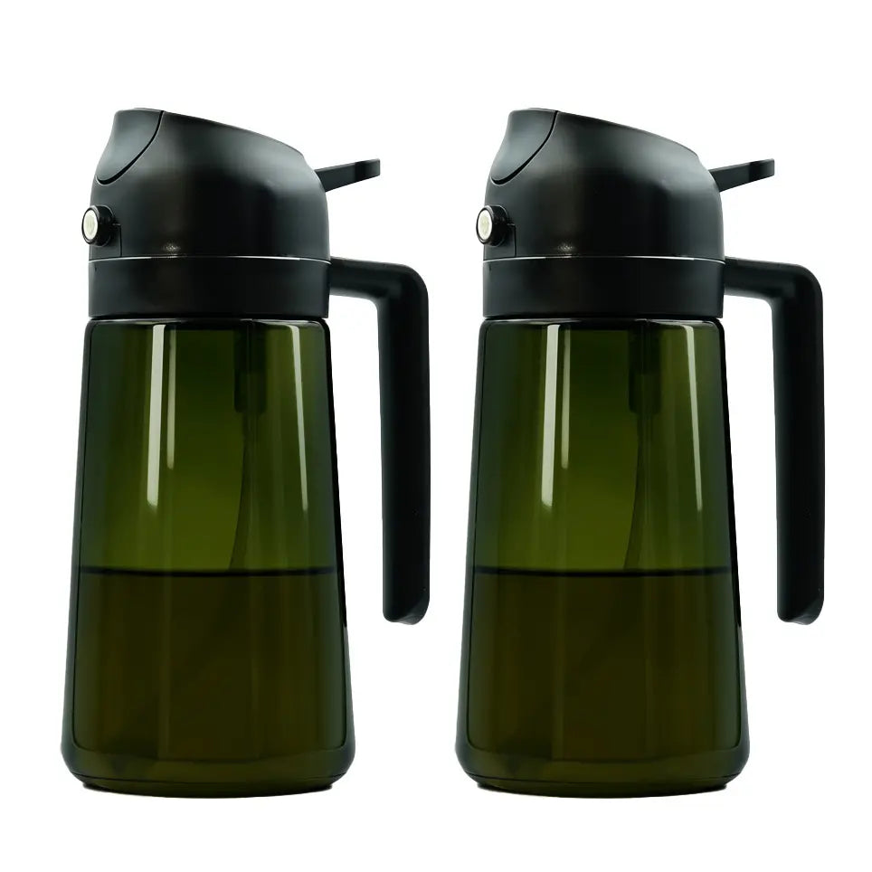 2 in 1 Oil Dispenser for Cooking Kitchen Glass Oil Sprayer 16 Oz Olive Oil Container for Salad and Cooking Needs