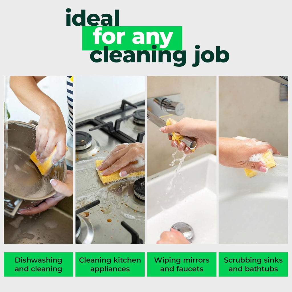 12 Pack Natural Biodegradable Kitchen Sponges - Eco-Friendly, Compostable, Cellulose Dish - Compostable - Biodegradable - Cellulose Sponge