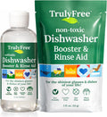 Natural Dishwasher Booster & Rinse Aid Kit - Non-Toxic Dishwashing Aid Formula, Removes Residue & Tough Dish Stains, Water Spot Remover - 12 Oz Reusable Empty Bottle + One Fill, 3 Oz