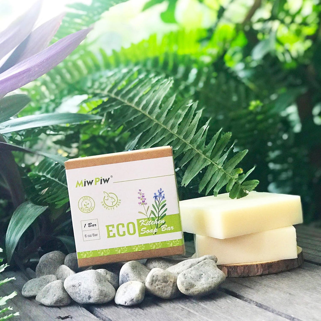 Vegan Dish Soap Bar Pack 2- Large 5 Ounce - Lather Clean Safe Ingredients- Plastic Free Palm Oil Free - Zero Waste Eco Friendly Kitchen Dishwashing Solid Soap