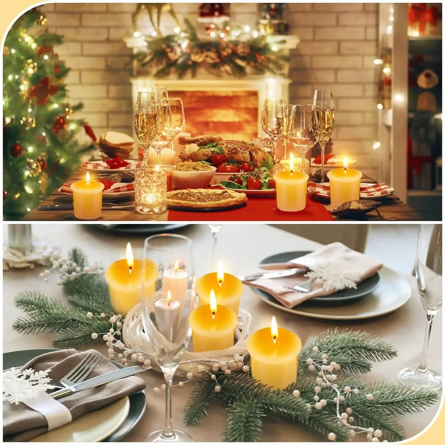 12-48Pcs Natural Beeswax Tea Candles Smokeless Eco-Friendly Candles Xmas Tealight Votive Candle for Home Atmosphere Spa Decor