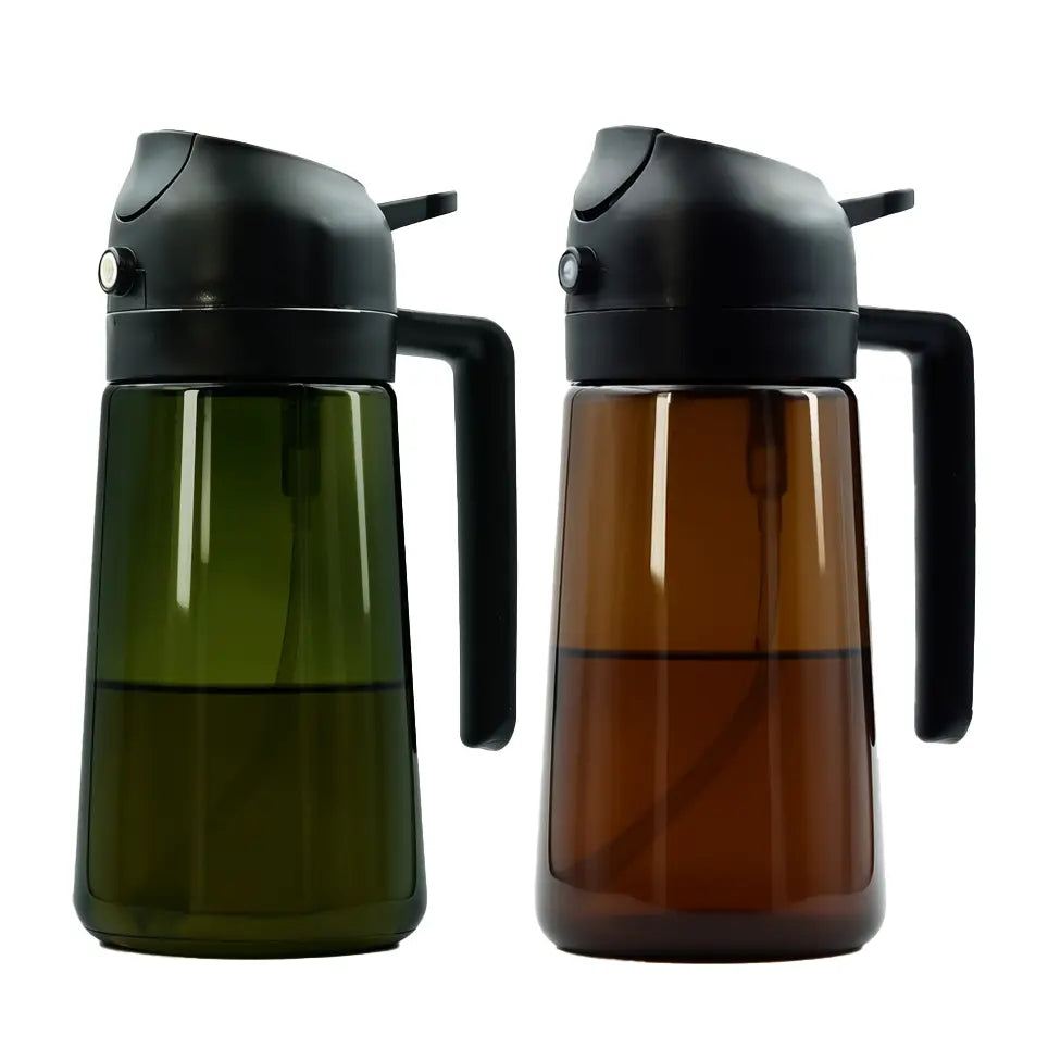 2 in 1 Oil Dispenser for Cooking Kitchen Glass Oil Sprayer 16 Oz Olive Oil Container for Salad and Cooking Needs