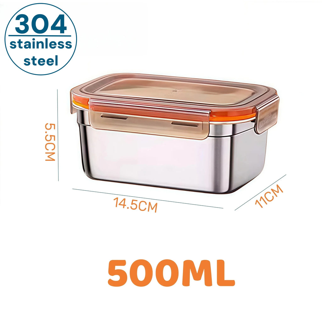 Food Storage Containers Meal Prep Box - 304 Stainless Steel Airtight Leak-Proof Bento Lunch Box, Kitchen Organizer Accessories