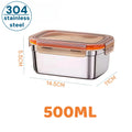 Food Storage Containers Meal Prep Box - 304 Stainless Steel Airtight Leak-Proof Bento Lunch Box, Kitchen Organizer Accessories