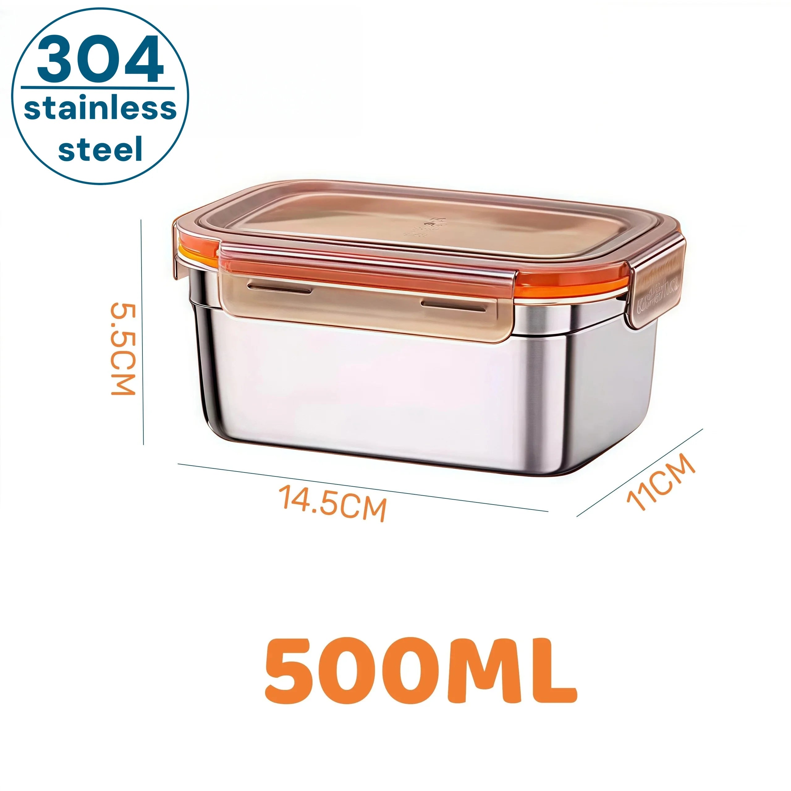 Food Storage Containers Meal Prep Box - 304 Stainless Steel Airtight Leak-Proof Bento Lunch Box, Kitchen Organizer Accessories