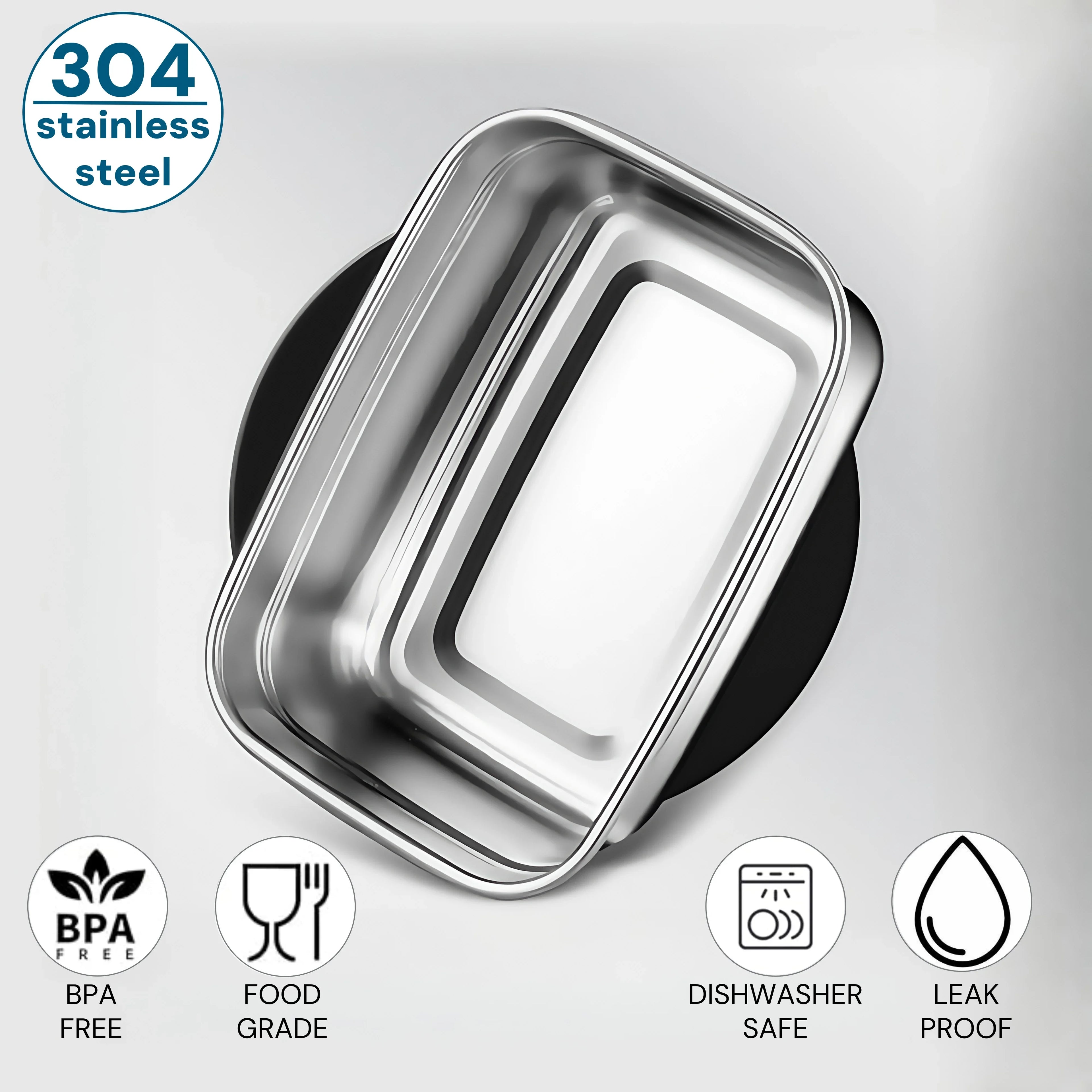 Food Storage Containers Meal Prep Box - 304 Stainless Steel Airtight Leak-Proof Bento Lunch Box, Kitchen Organizer Accessories