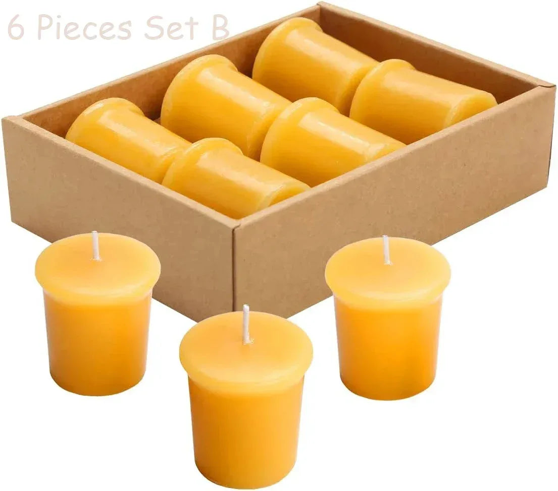 12-48Pcs Natural Beeswax Tea Candles Smokeless Eco-Friendly Candles Xmas Tealight Votive Candle for Home Atmosphere Spa Decor