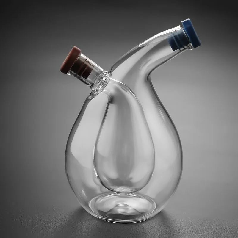 2-In-1 Double Layer Bottle Sauce Oil Vinegar Glass Bottle Condiment Seasoning Sealed Kitchen Storage Bottles Jars Kitchen Tools