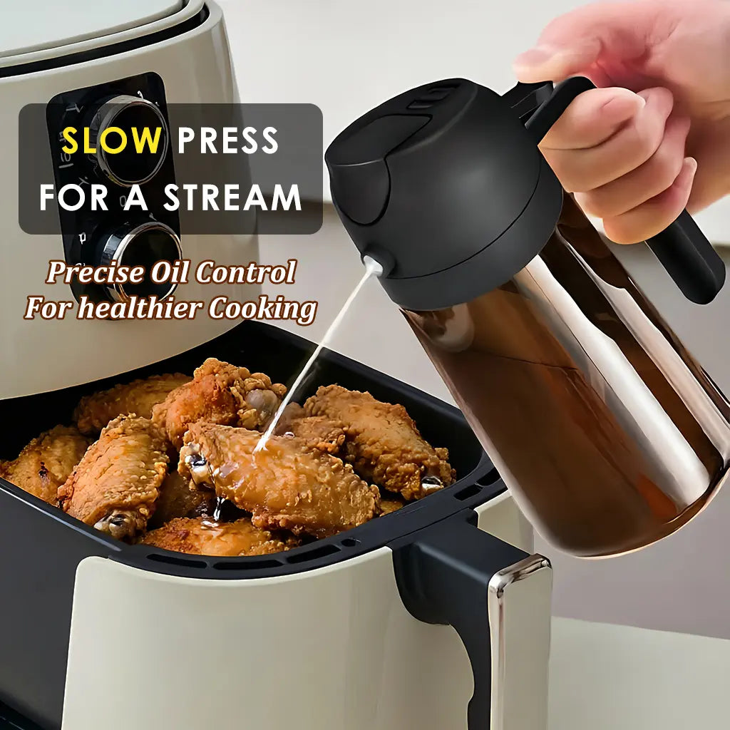 2 in 1 Oil Dispenser for Cooking Kitchen Glass Oil Sprayer 16 Oz Olive Oil Container for Salad and Cooking Needs