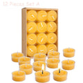 12-48Pcs Natural Beeswax Tea Candles Smokeless Eco-Friendly Candles Xmas Tealight Votive Candle for Home Atmosphere Spa Decor