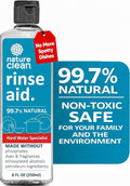 All Natural Dishwasher Rinse Aid Cleaner, Liquid Dishwasher Rinse Agent Spot-Free Glass & Cutlery in Hard Water, Non-Toxic Dish Washer Drying Agent & Stain Remover, 8 Oz/250Ml, Pack of 1