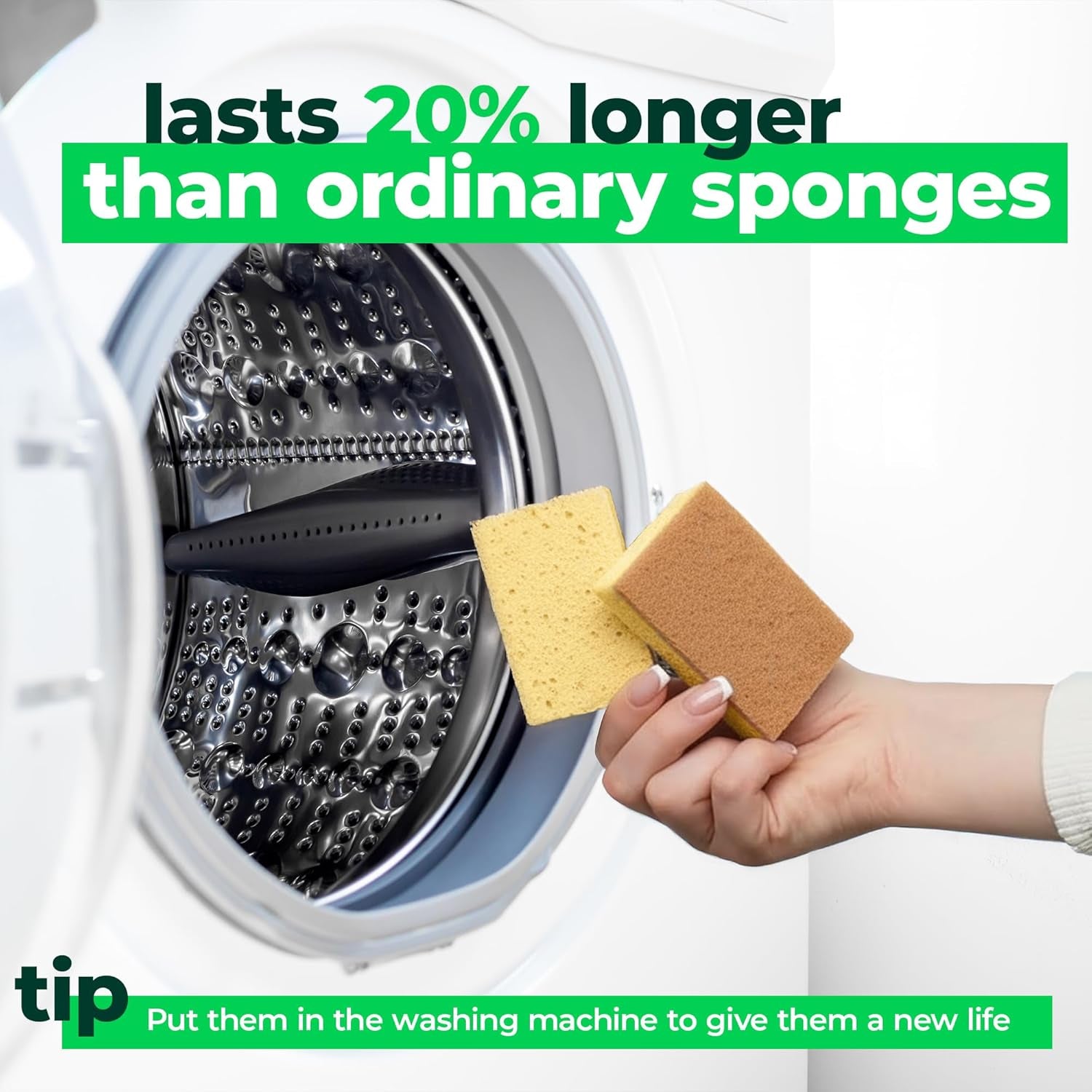 12 Pack Natural Biodegradable Kitchen Sponges - Eco-Friendly, Compostable, Cellulose Dish - Compostable - Biodegradable - Cellulose Sponge