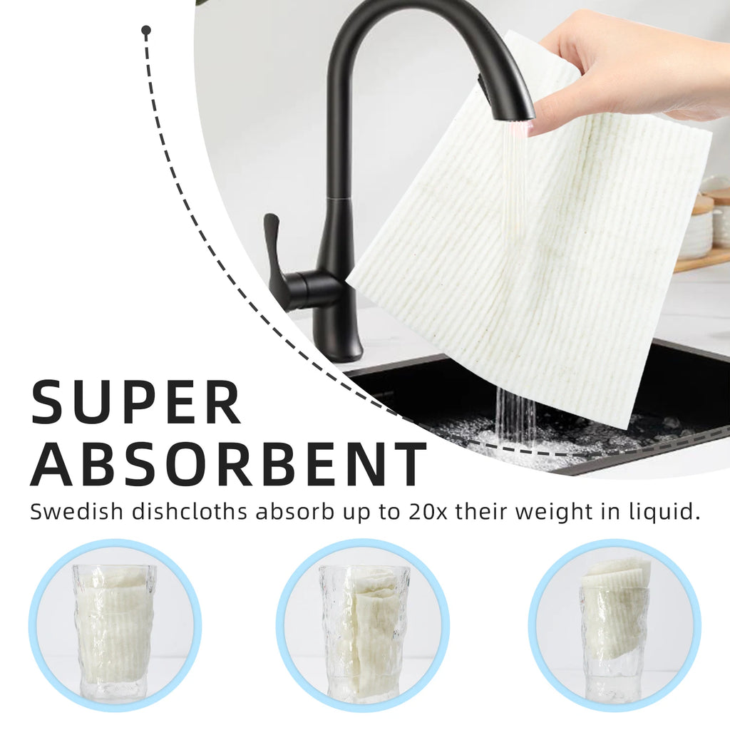 3PCS Magic Cleaning Cloth Kitchen Absorbent Rag Towel Cellulose Swedish Dishcloth Wood Pulp Sponge Reusable Dish Cloth