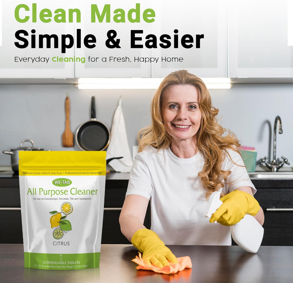 All Purpose Cleaner Concentrate Refill, Multi Surface Clean Refill, Non-Toxic Cleaning Tablets 12-Pack. Makes 192 Fl Oz (12X16Fl Oz) Bottles of Spray Cleaner for Household, Bathroom & Kitchen Cleaning
