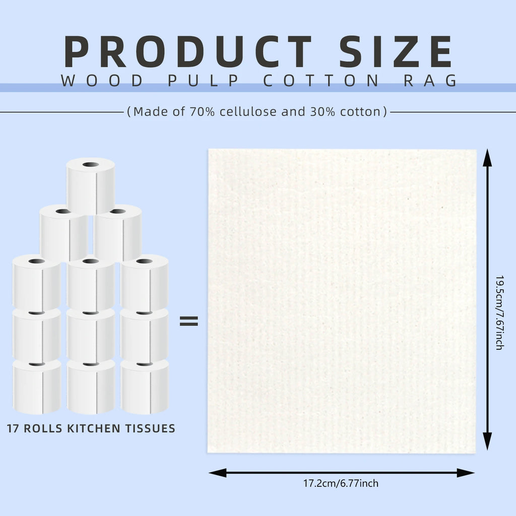 3PCS Magic Cleaning Cloth Kitchen Absorbent Rag Towel Cellulose Swedish Dishcloth Wood Pulp Sponge Reusable Dish Cloth
